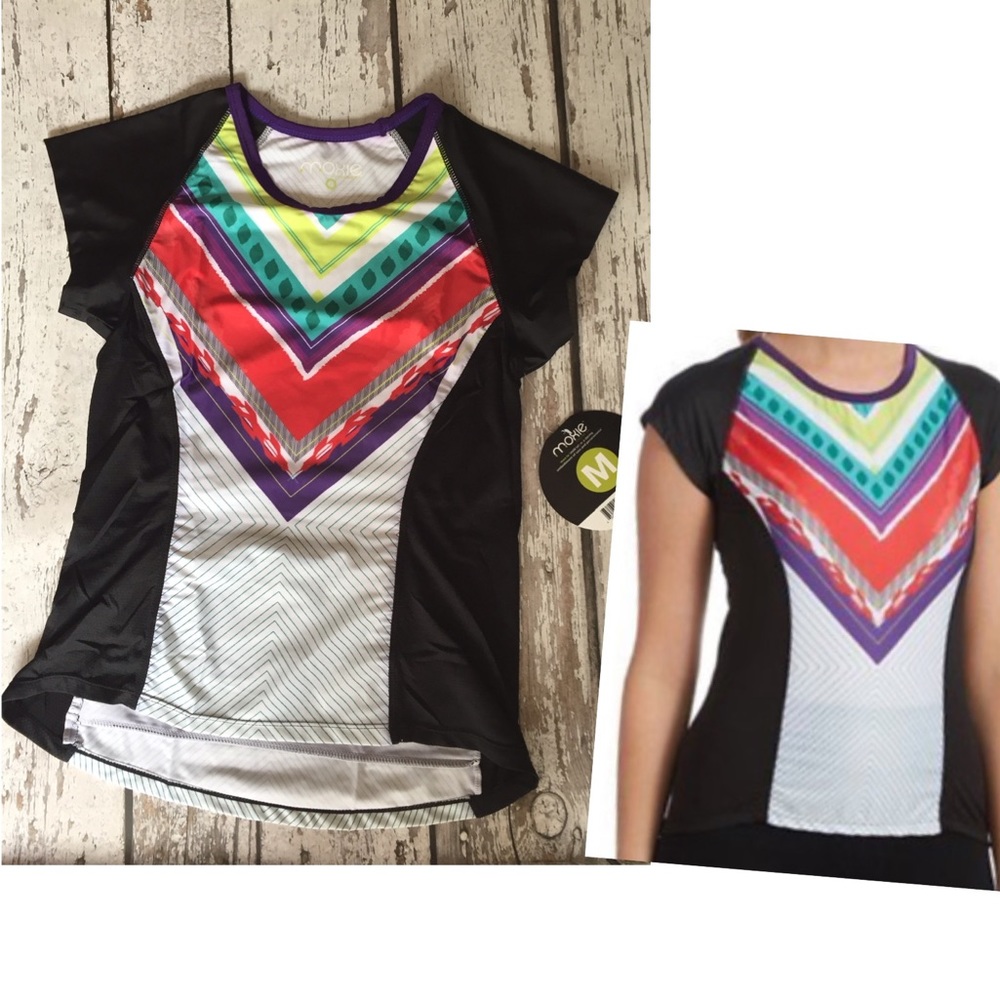 NWT - MOXIE Cycling Color Block Tee Print